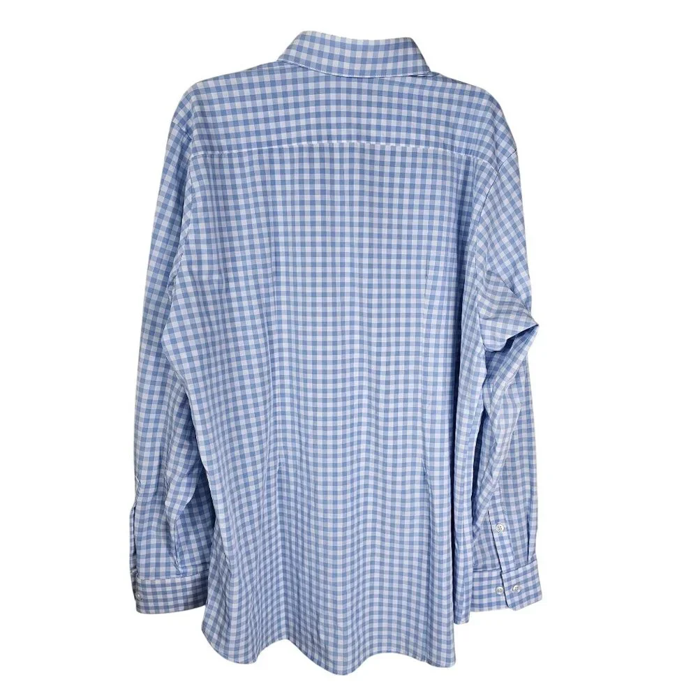 Mizzen + Main Leeward Button Up Shirt XXL Blue White Gingham Check Office Pastel